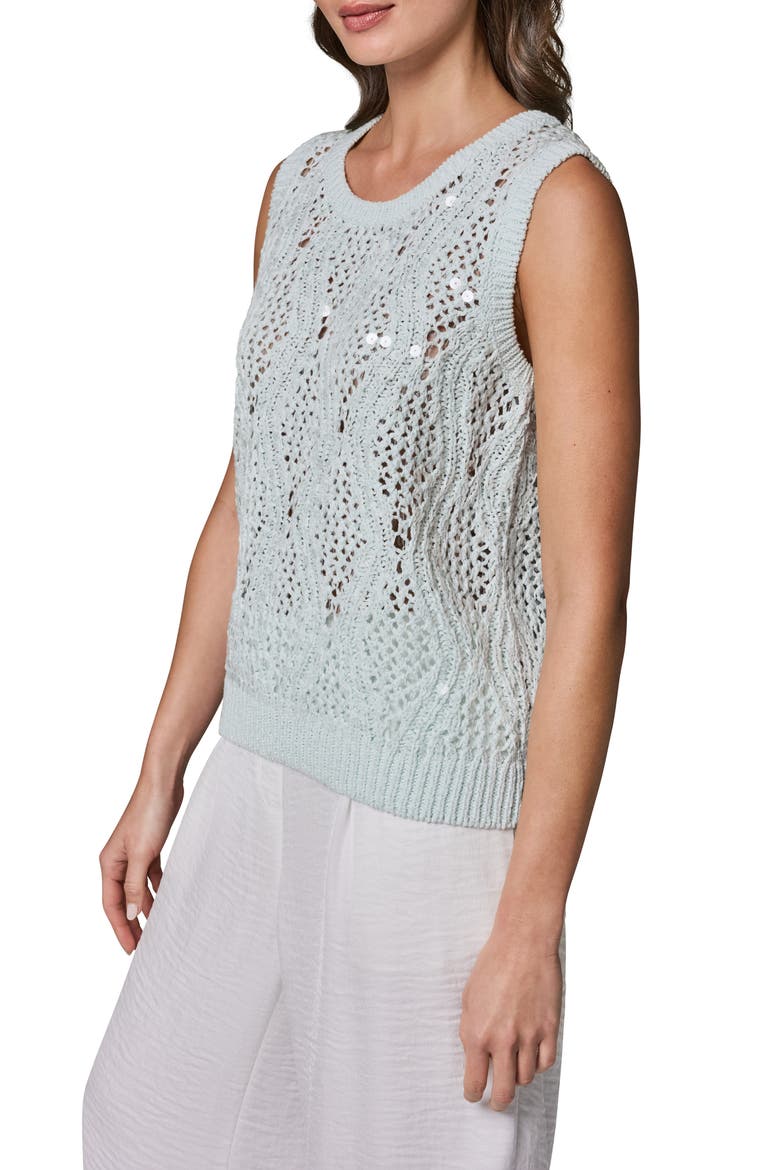 Open Stitch Sequin Sweater, Alternate, color, SKYLIGHT