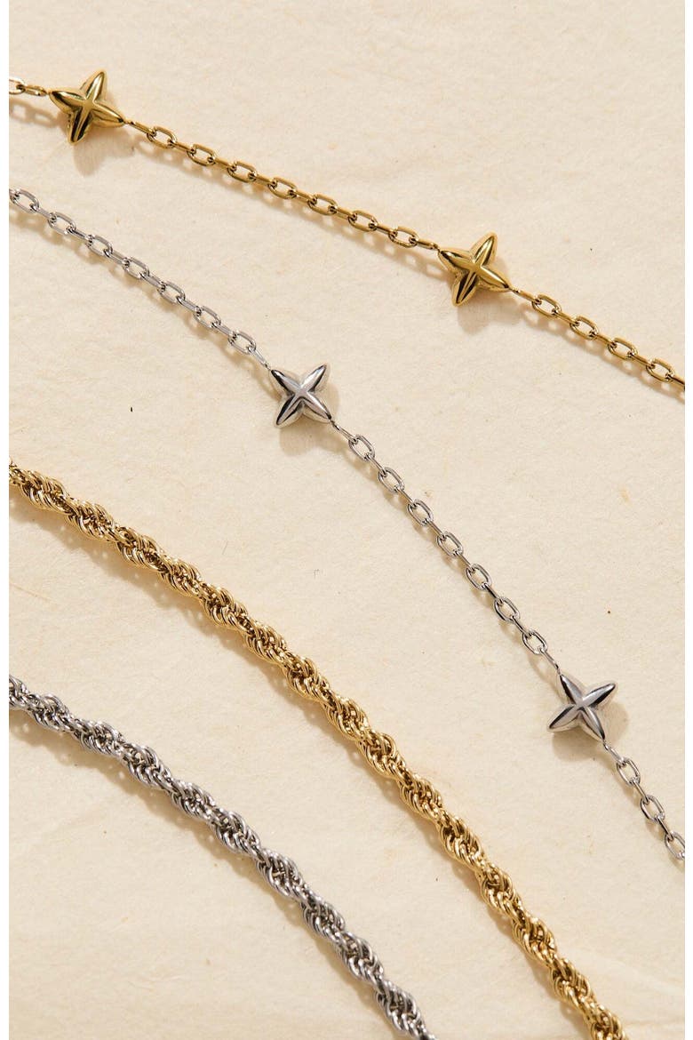 Star Chain Anklet, Alternate, color, Silver