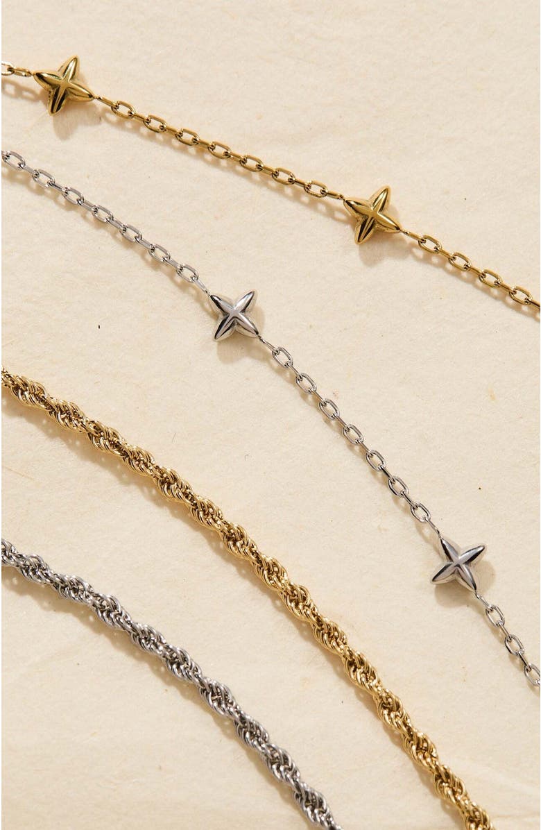 Alex and Ani Star Chain Anklet, Alternate, color, Silver