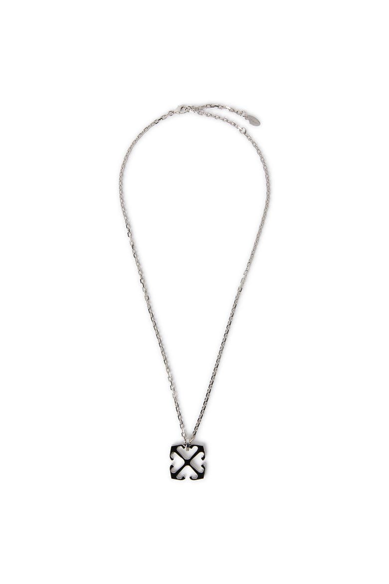 Men's Black Enamel Arrow Necklace, Main, color, Silver