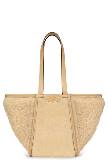 Cult Gaia Small Sadie Lambs Wool Tote Bag In Brown
