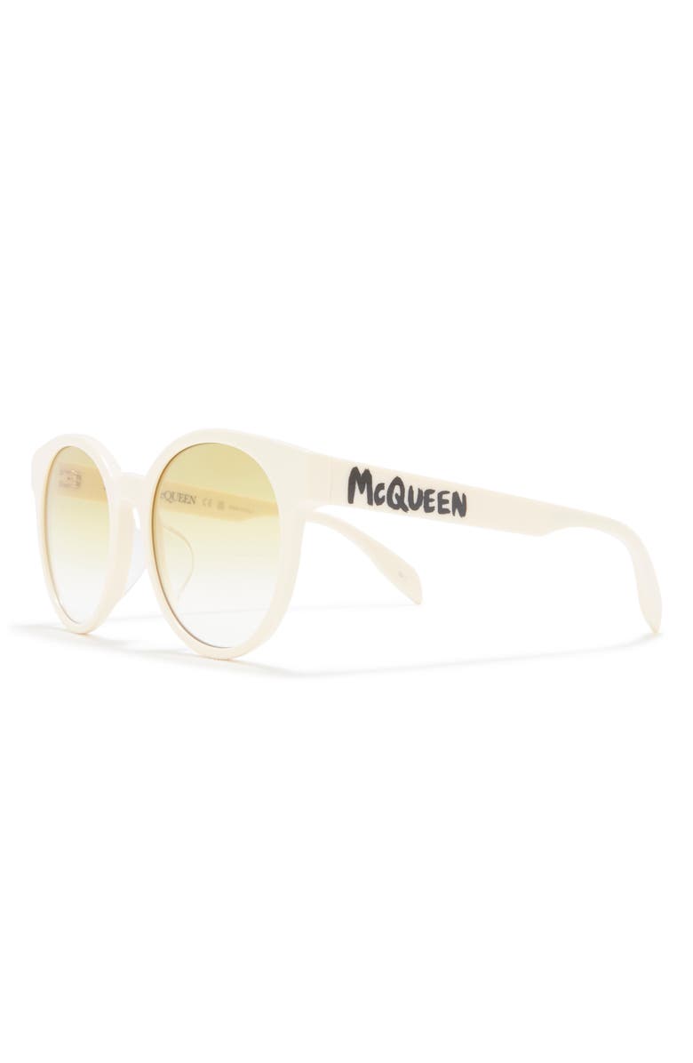 McQueen 55mm Gradient Round Sunglasses, Alternate, color, White White Yellow