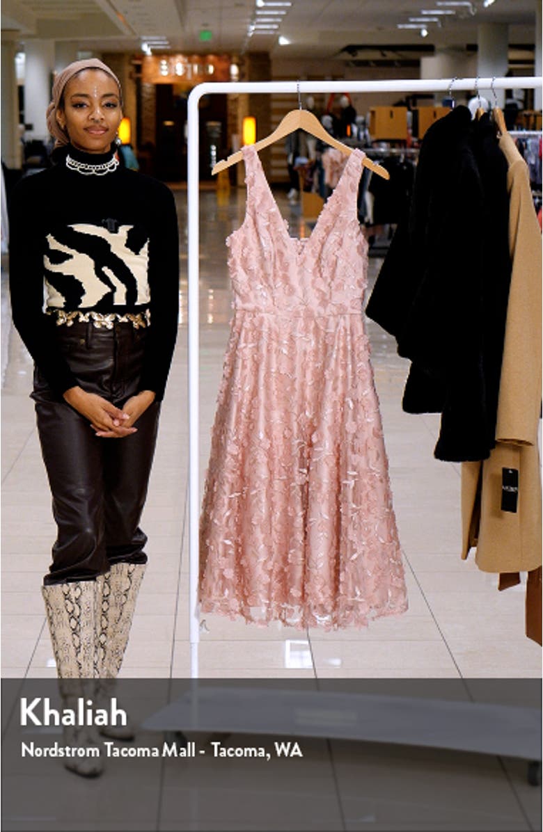 3D Appliqué Fit & Flare Cocktail Dress, sales video thumbnail