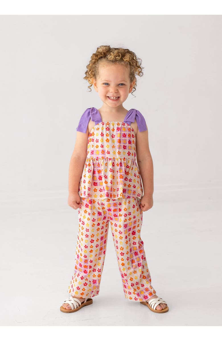 Mabel + Honey Petal Power Tank Sleeve with Knot Detail Two Piece Set, Alternate, color, Purple