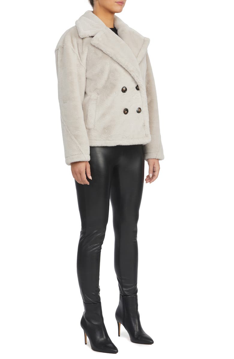 Badgley Mischka Collection Rollande Double Breasted Faux Fur Coat, Alternate, color, 