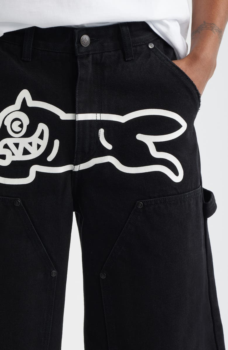 ICECREAM Angelo Logo Detail Denim Utility Shorts, Alternate, color, Black Caramel