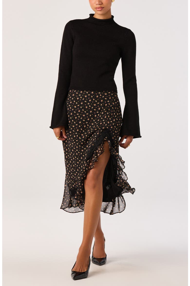 Maryjane Midi Skirt, Alternate, color, BLACK DITSY FLORAL