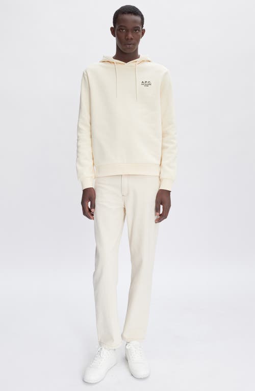 Shop Apc A.p.c. Rue Madame Embroidered Stretch Cotton Hoodie In Alj Ecru/kaki
