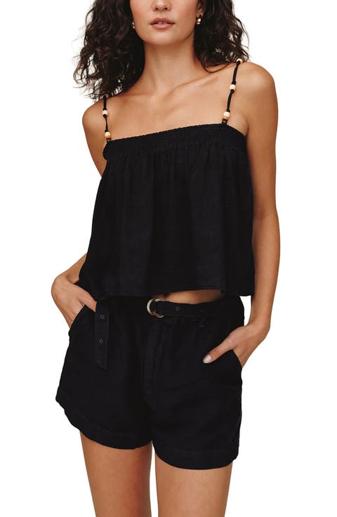 Beaded Smocked Crop Camisole