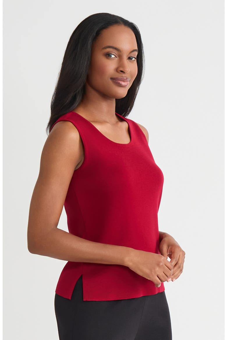 Double Scoop Neck Mylana Knit Tank, Alternate, color, Scarlet Red