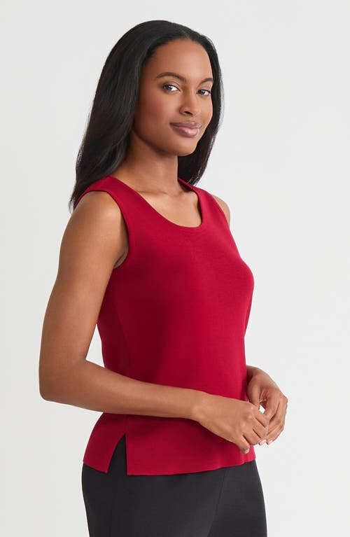 Misook Double Scoop Neck Mylana Knit Tank In Red
