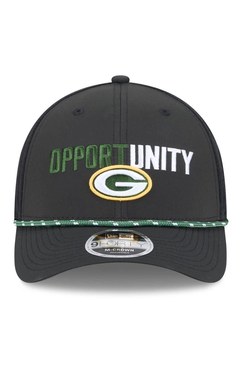 New Era Men's New Era Black Green Bay Packers 2025 Inspire Change 9FORTY M-Crown Adjustable Hat, Alternate, color, Black