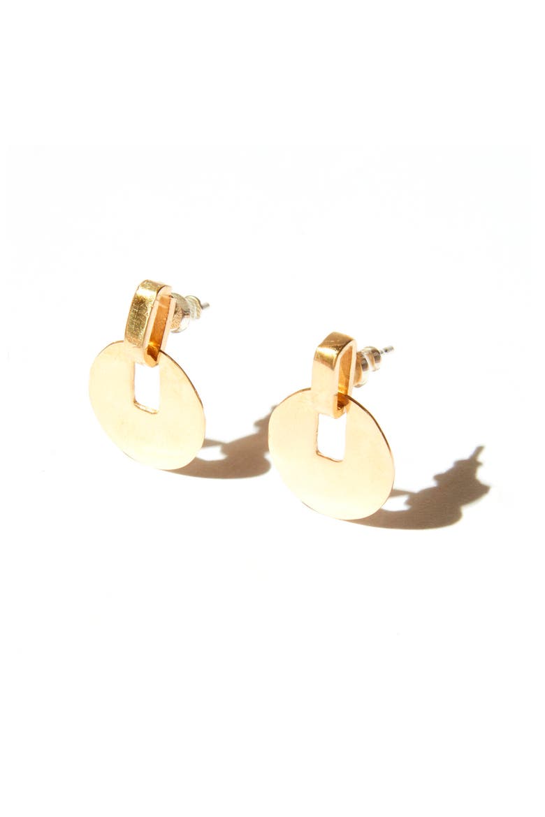 Pailette Earrings, Main, color, Brass