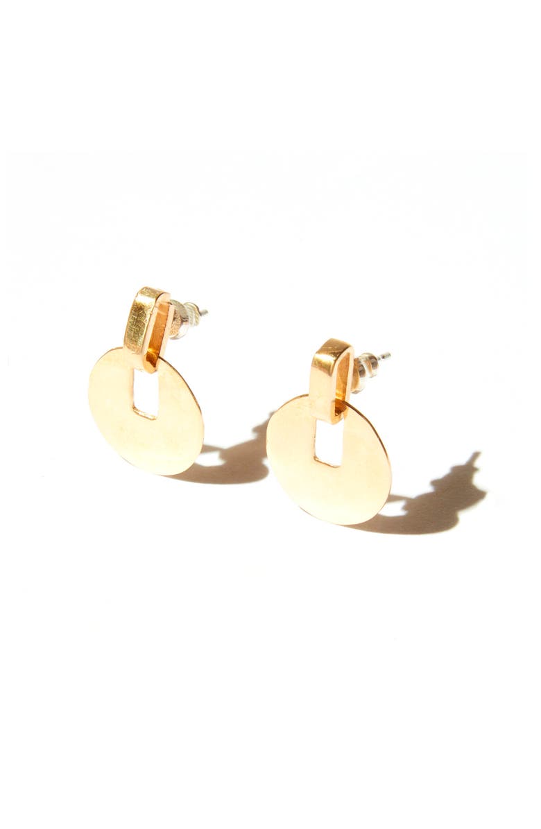 Odette New York Pailette Earrings, Main, color, Brass