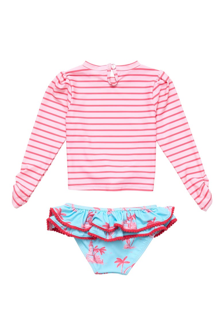 Kids' Lighthouse Island One-Piece Rashguard Swimsuit, Alternate, color, BLUE