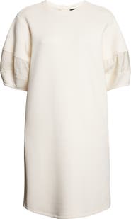 Emporio Armani Vanilla Mixed Media Cotton Blend Double Jersey Dress
