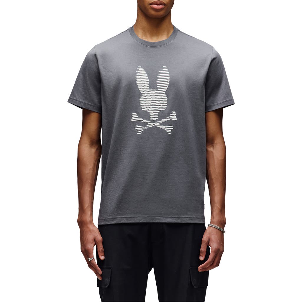 Psycho Bunny Grant Dimensional Bunny Pima Cotton Graphic T-shirt In Gray