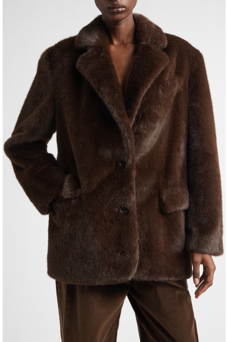 Emmie Faux Fur Jacket, Main, color, BROWN