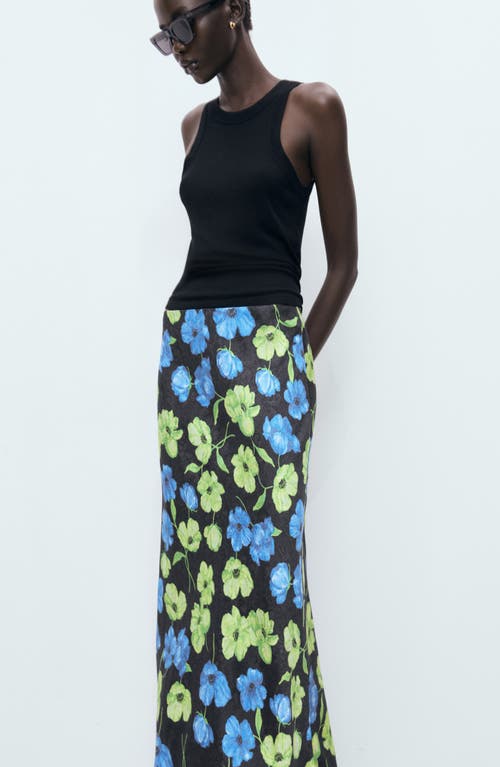 Mango Floral Print Maxi Skirt In Black
