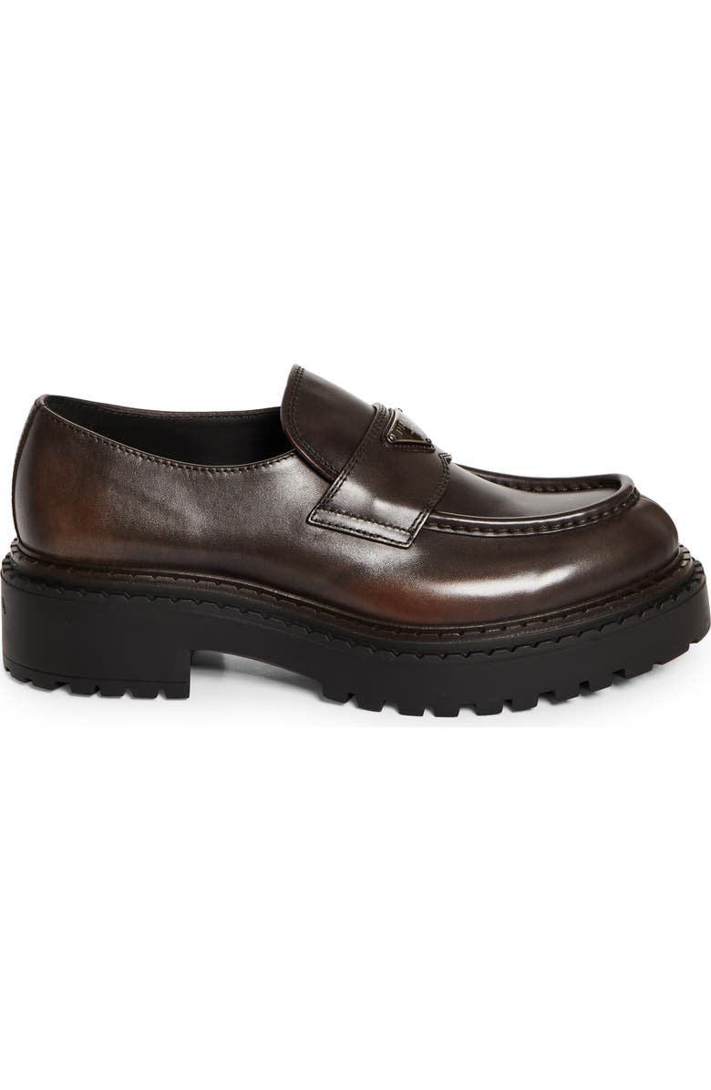 Prada Double Chocolate Platform Loafer, Alternate, color,