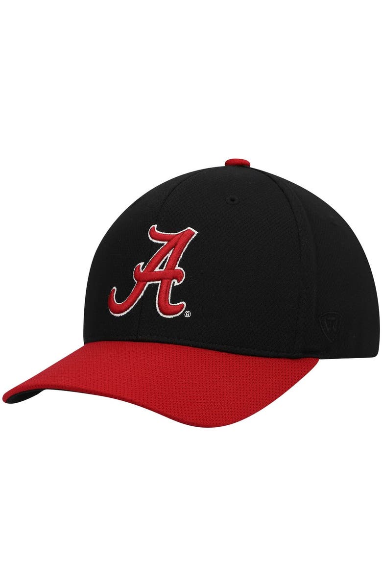 TOP OF THE WORLD Men's Top of the World Black/Crimson Alabama Crimson Tide Two-Tone Reflex Hybrid Tech Flex Hat, Alternate, color, Black