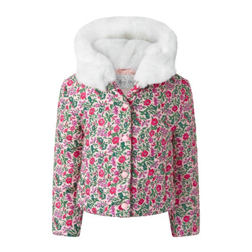 Rachel Riley Kids'  Floral Hooded Puffer Jacket In Multi