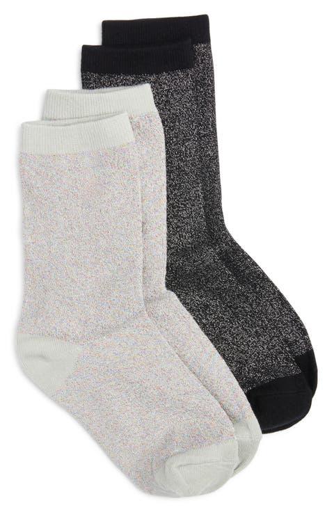 Assorted 2-Pack Metallic Crew Socks