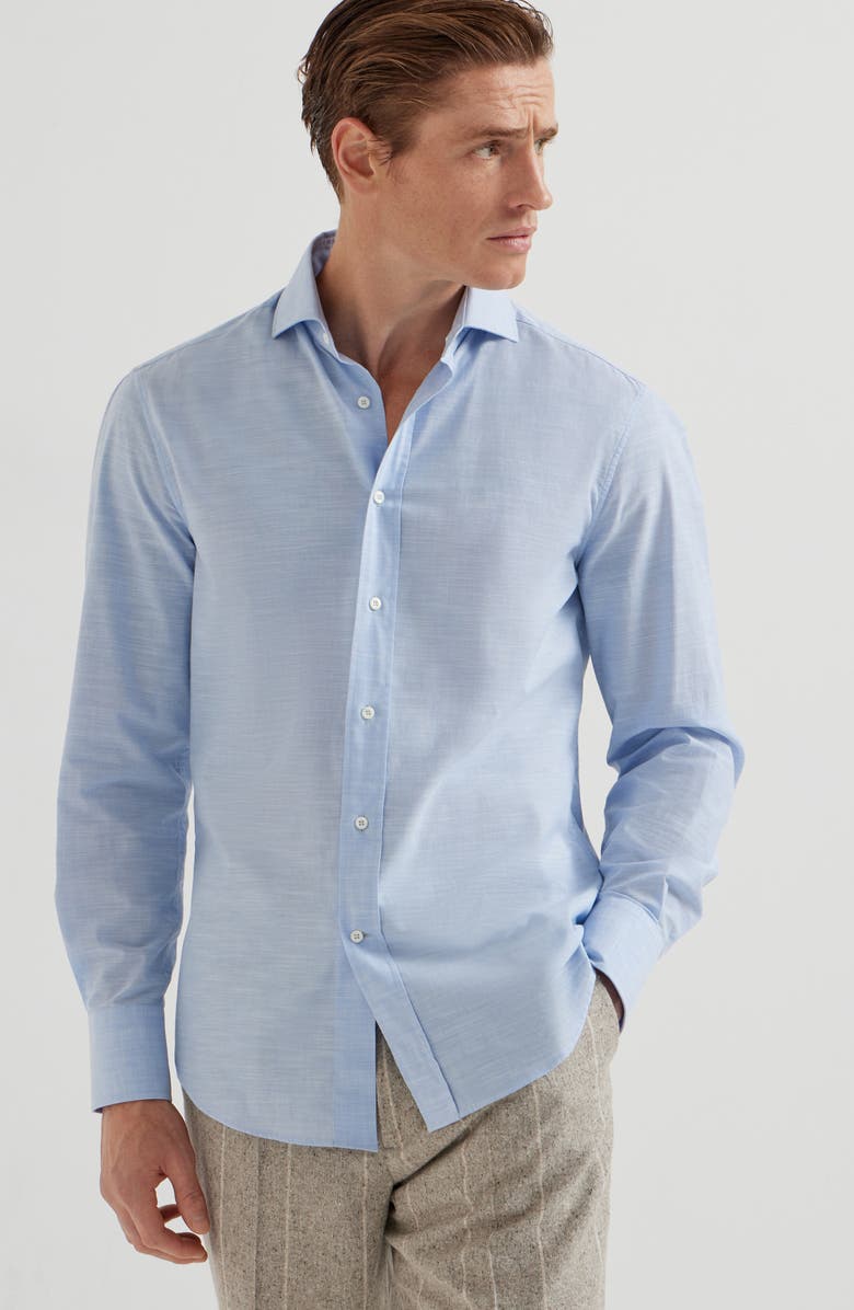 Brunello Cucinelli Oxford shirt, Alternate, color, Azure