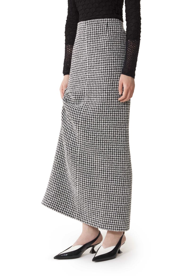 Long Draped Tweed Skirt, Alternate, color, Black/White