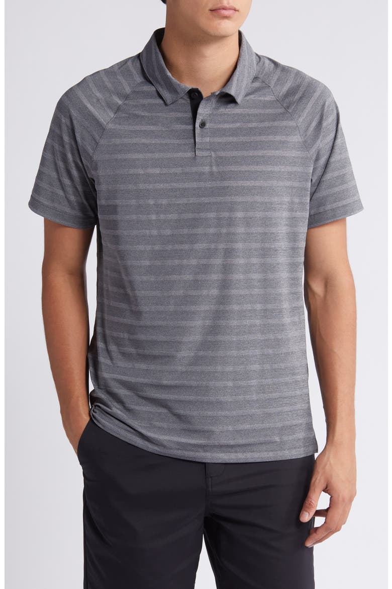 Stripe Performance Court Polo, Main, color, BLACK