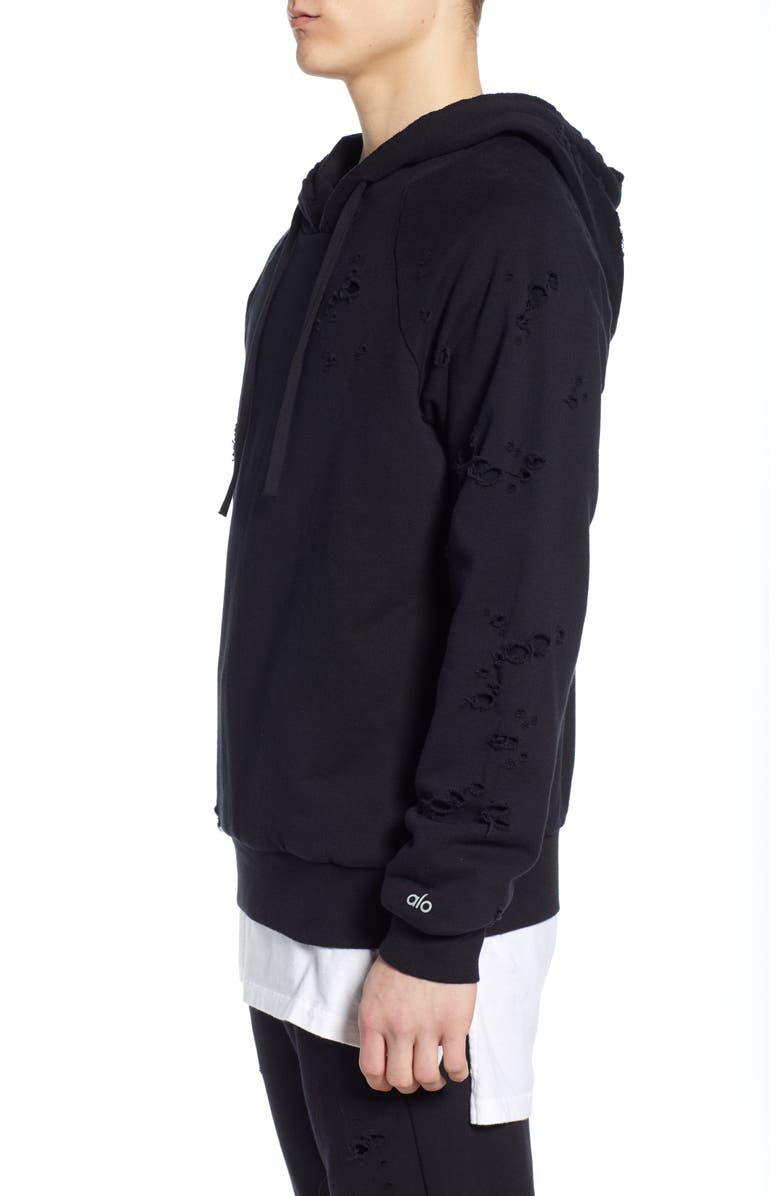Alo Ripped Hooded Sweatshirt, Alternate, color, 