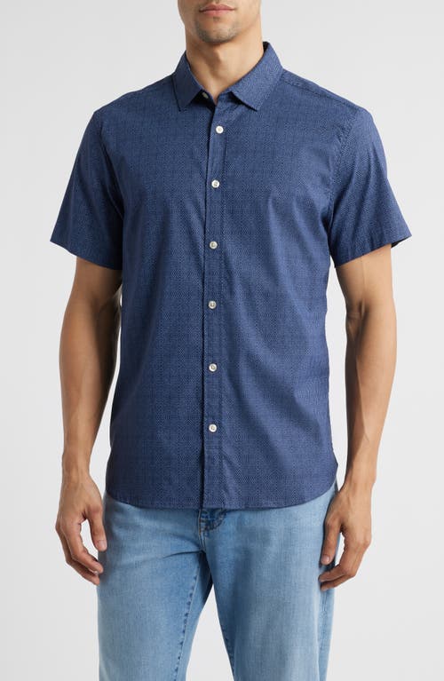 Fair Harbor Windward Performance Short Sleeve Button-up Shirt In Navy Shibori (402)