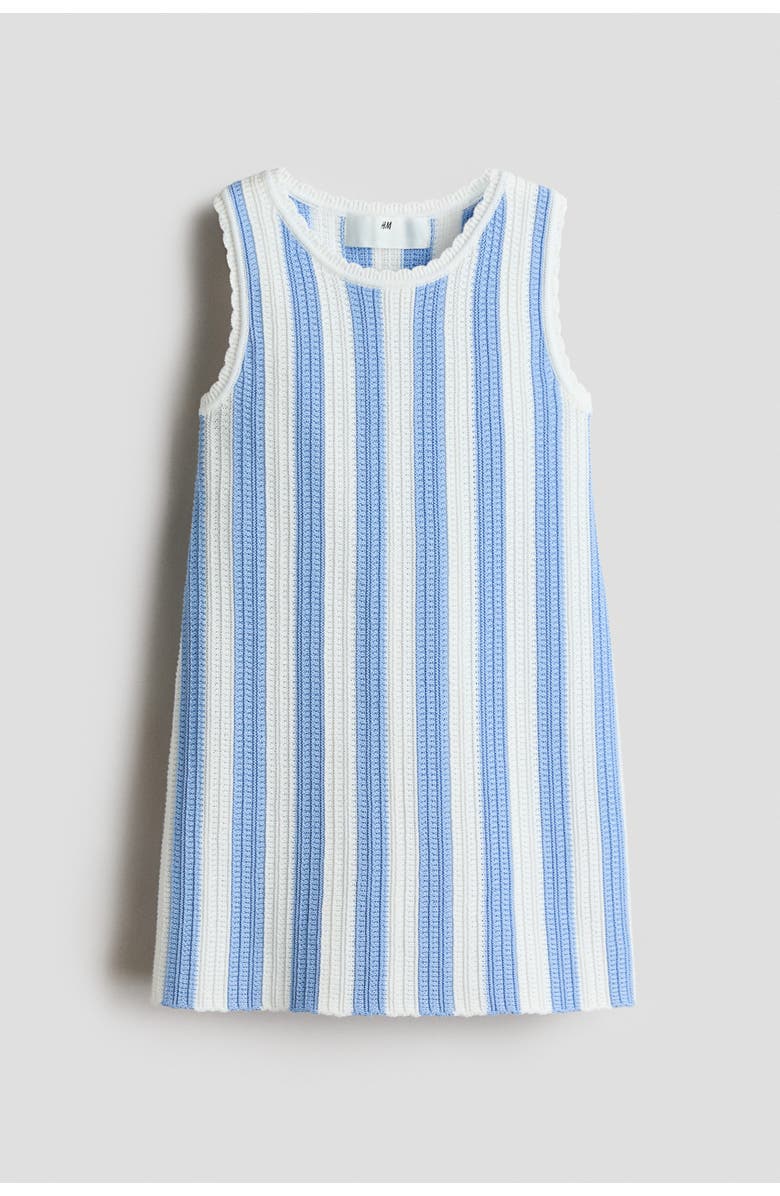 H&M Textured cotton dress, Main, color, Light Blue/White Striped