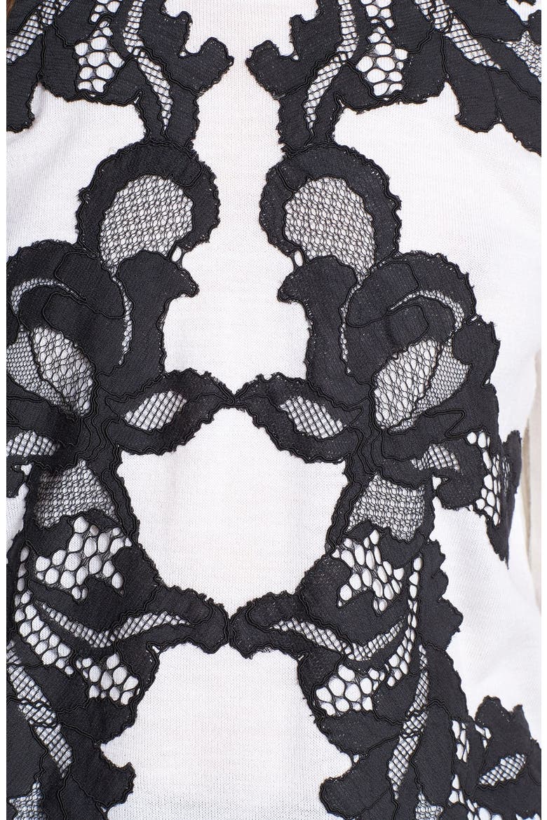 'Shara' Lace Appliqué Wool Sweater, Alternate, color, IVORY
