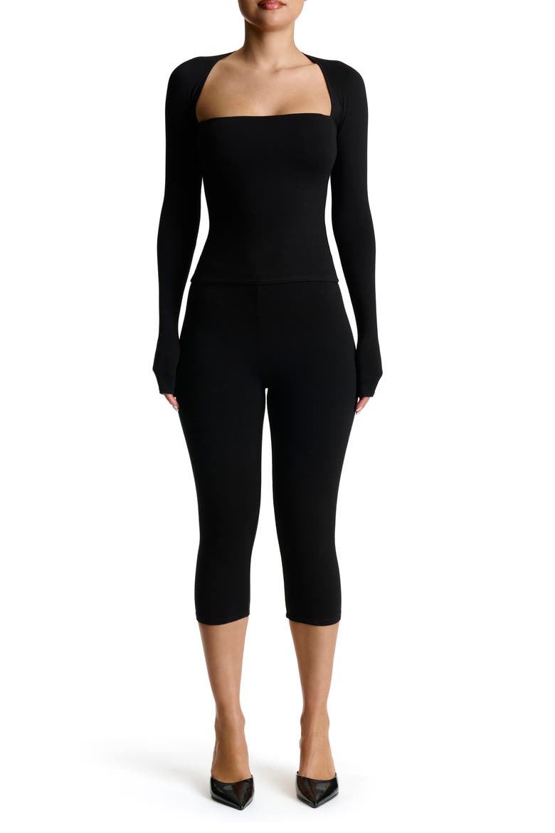Queen Anee Neck Long Sleeve Top, Alternate, color, BLACK