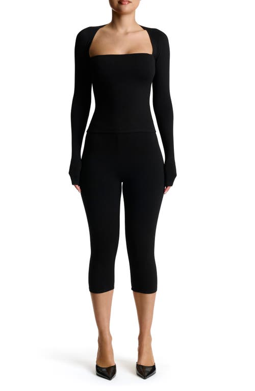Naked Wardrobe Queen Anee Neck Long Sleeve Top In Black
