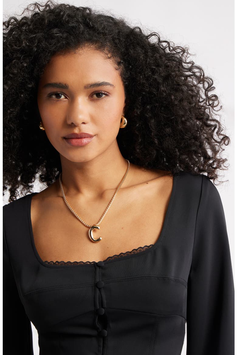 Set of 3 Interchangeable Initial Pendant Necklaces, Alternate, color, R- BLACK- GOLD