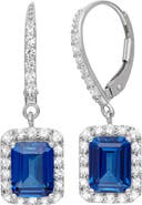 FZN Sterling Silver Created Sapphire Drop Earrings