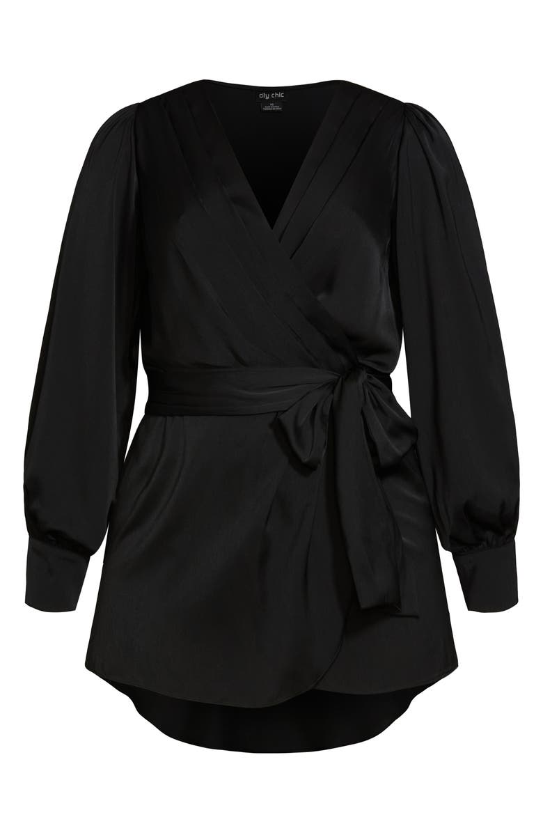 City Chic Opulent High-Low Faux Wrap Top, Alternate, color, 