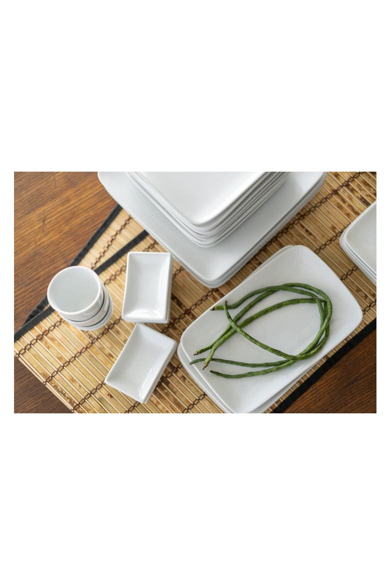 Set of 4 Rectangular Soy Sauce Dishes, Alternate, color, WHITE