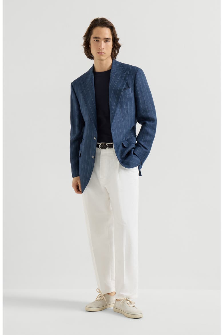 Chalk stripe chevron blazer, Alternate, color, Blue