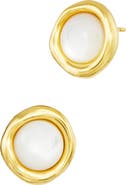 SAVVY CIE JEWELS Mother of Pearl Cabochon Stud Earrings