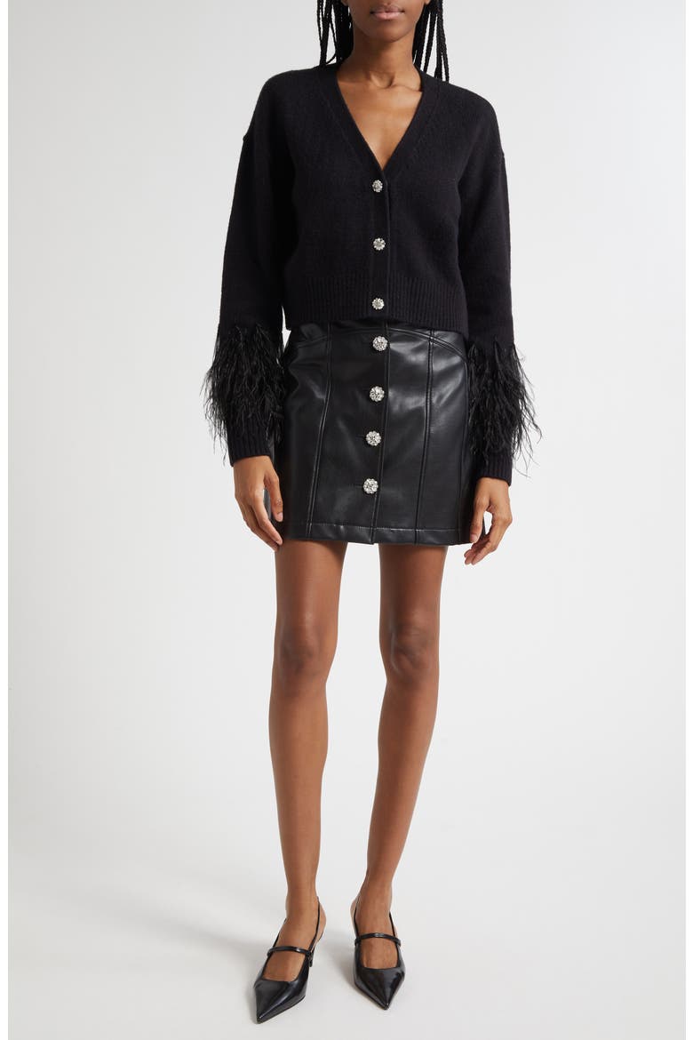 Claudia Button Front A-Line Skirt, Alternate, color, BLACK