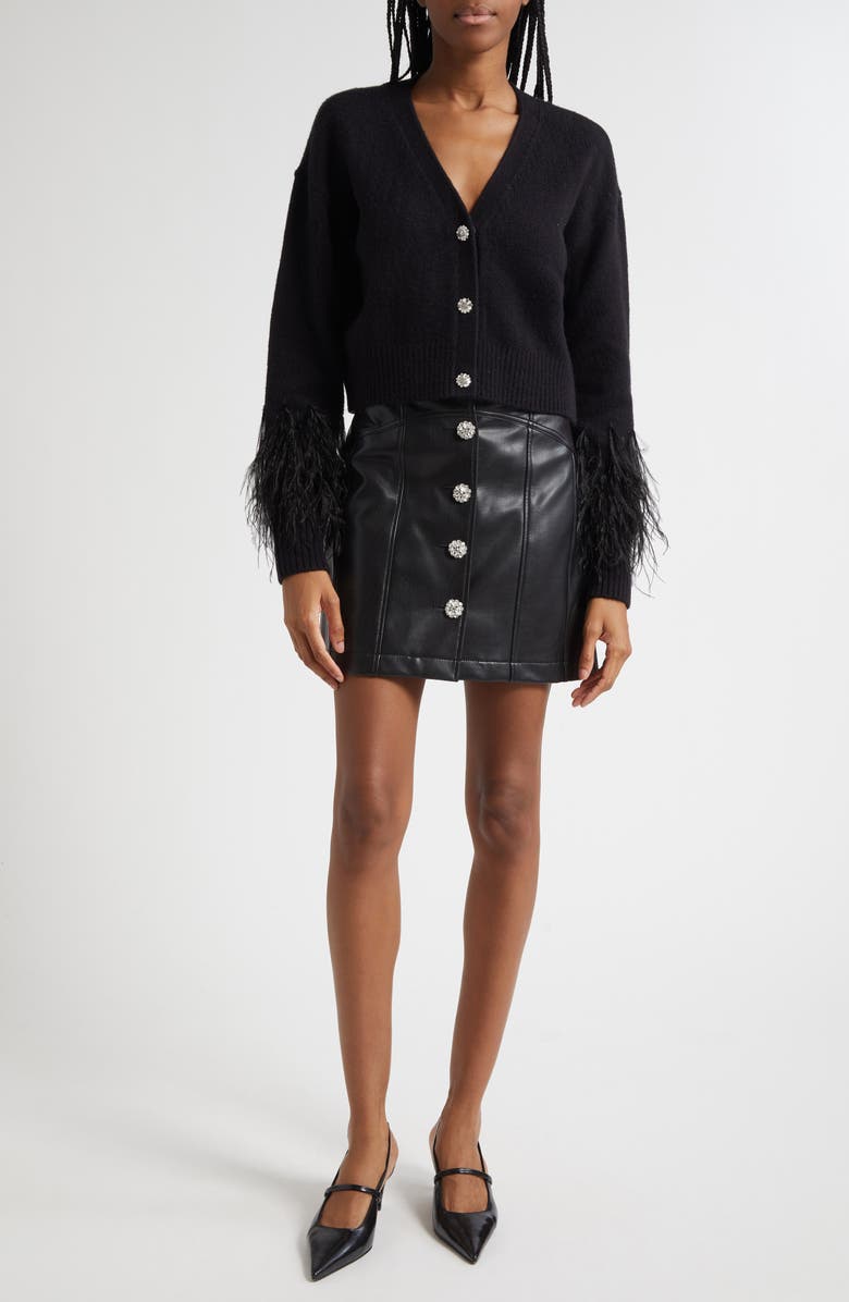 Cinq à Sept Claudia Button Front A-Line Skirt, Alternate, color, Black