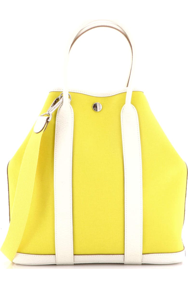 Pre-Owned Hermes Garden File Tote Toile and Leather 28, Main, color, Lime