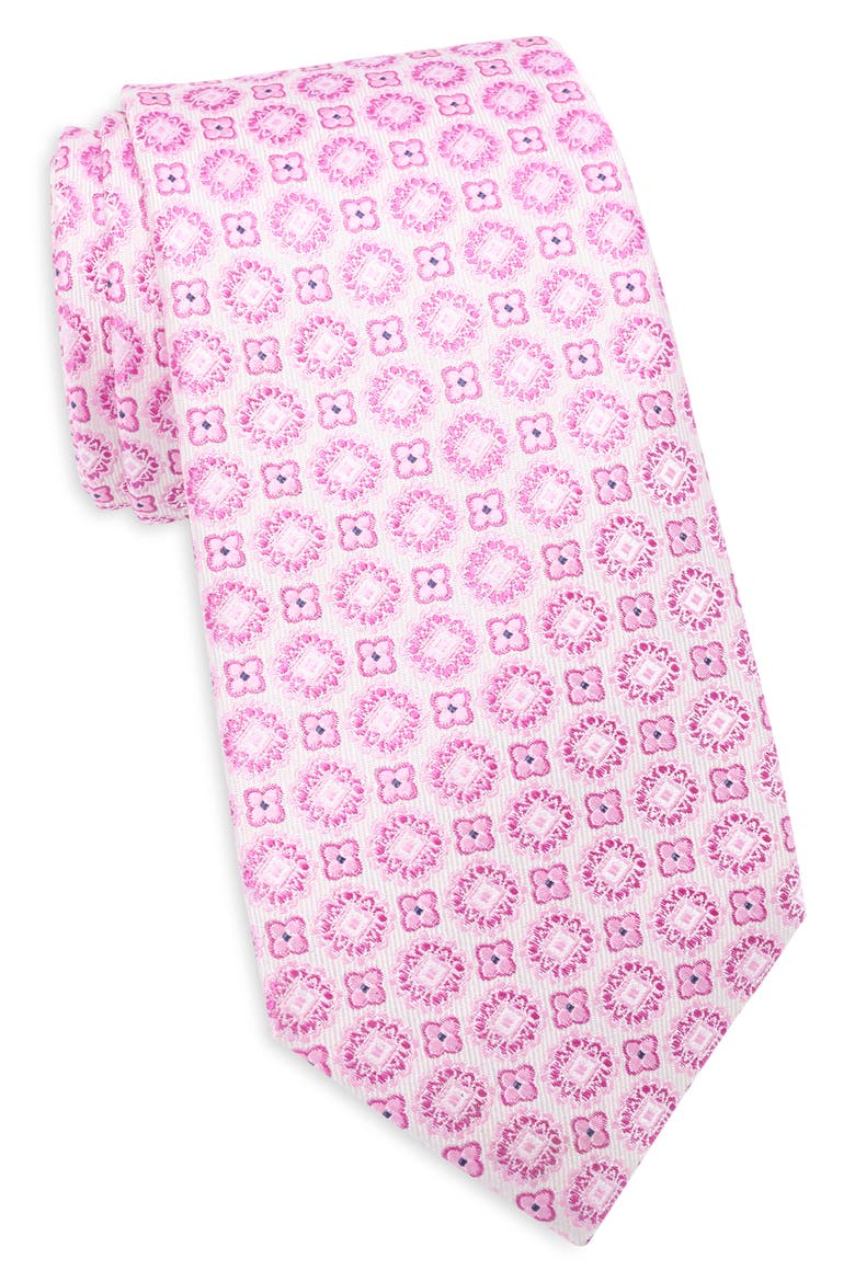 Medallion Jacquard Silk Tie, Main, color, PINK