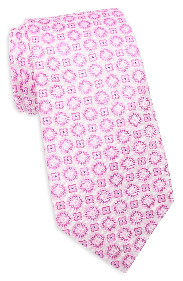 Duchamp Medallion Jacquard Silk Tie, Main, color, Pink