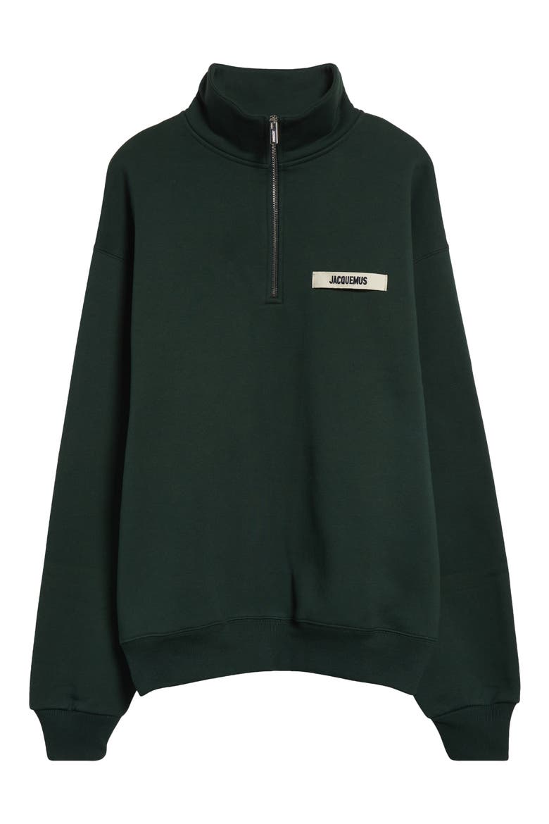 The Gros Grain Cotton Fleece Zip Sweatshirt, Alternate, color, DARK GREEN
