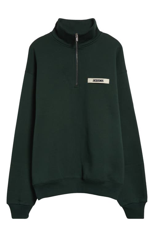 Jacquemus The Gros Grain Cotton Fleece Zip Sweatshirt In Dark Green