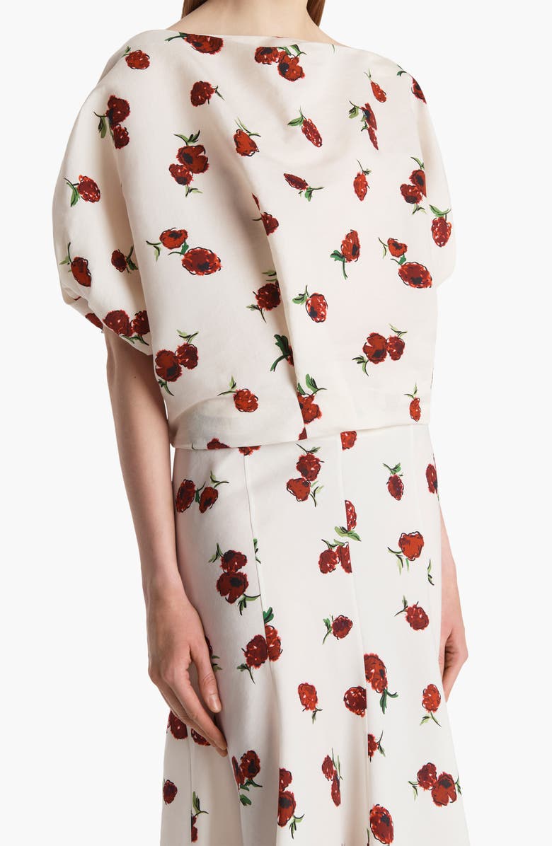 Khaite Niles Raspberry Print Organza Top, Alternate, color, Raspberry/ Cream 628